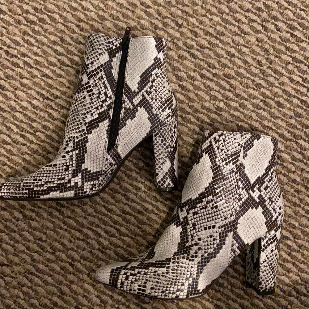 Snakeskin booties